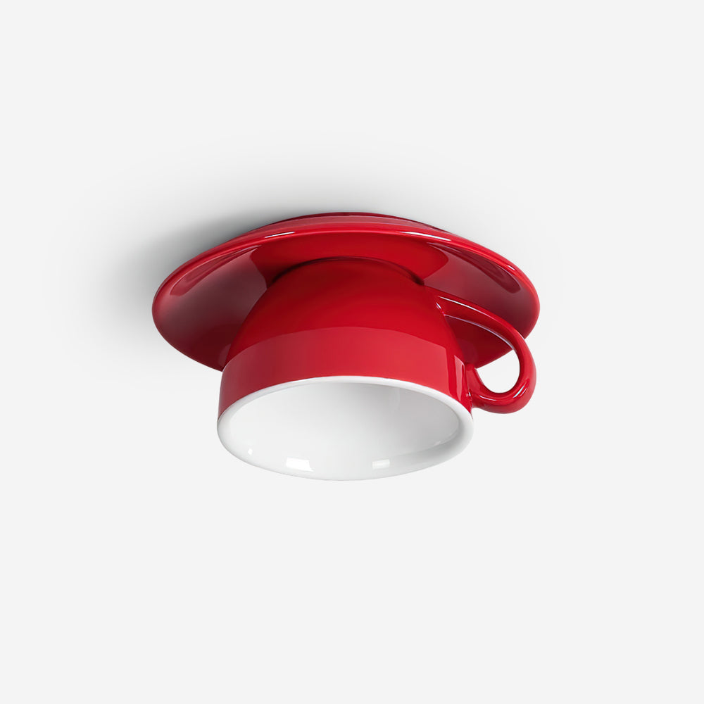 Teacup Ceiling Lamp Red Ceramics - Letslighting