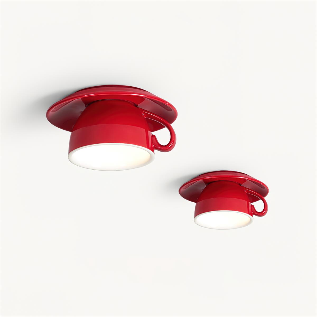 Teacup Ceiling Lamp Red Ceramics - Letslighting
