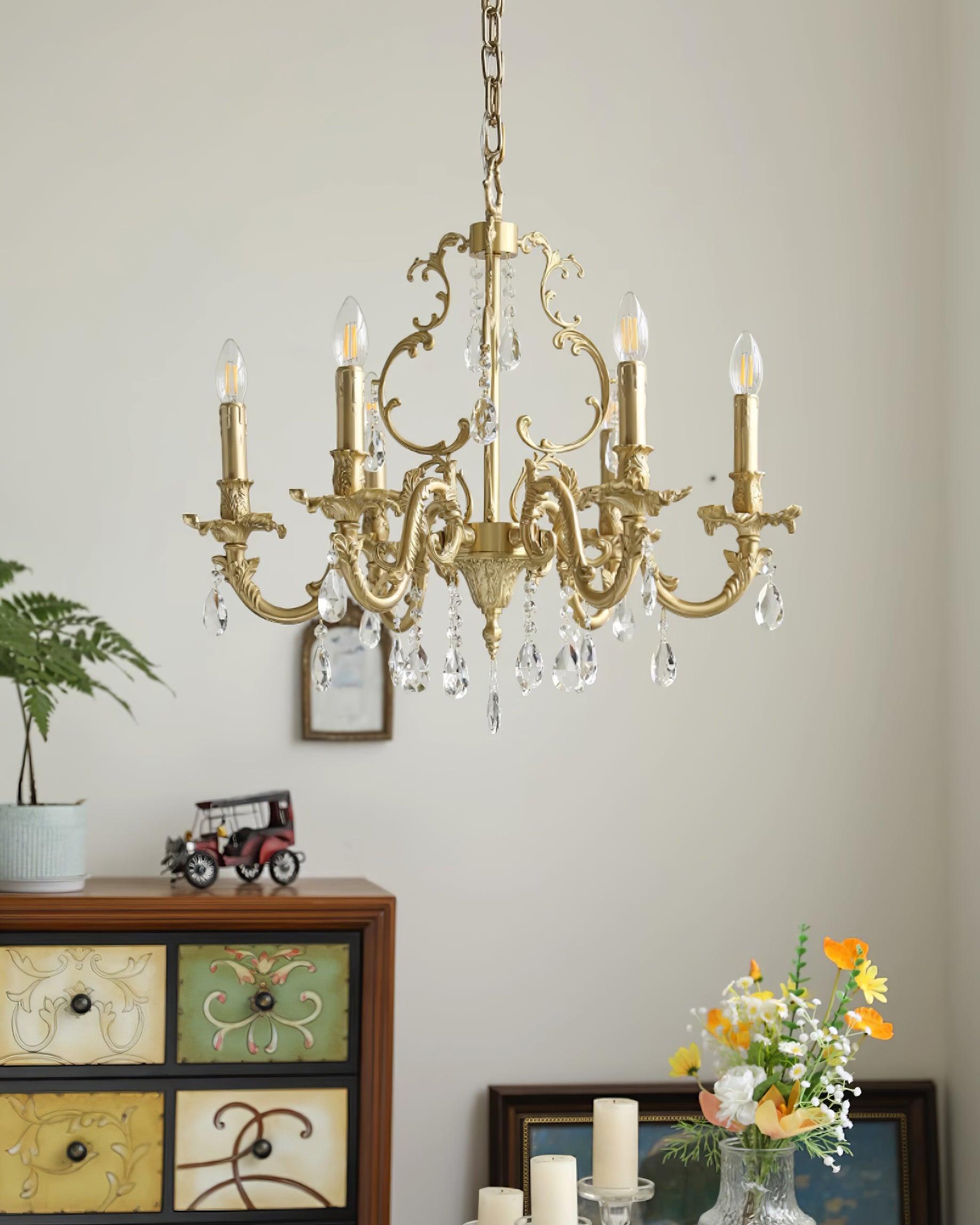 Elvion Classic Brass Crystal Chandelier - Neutralighting