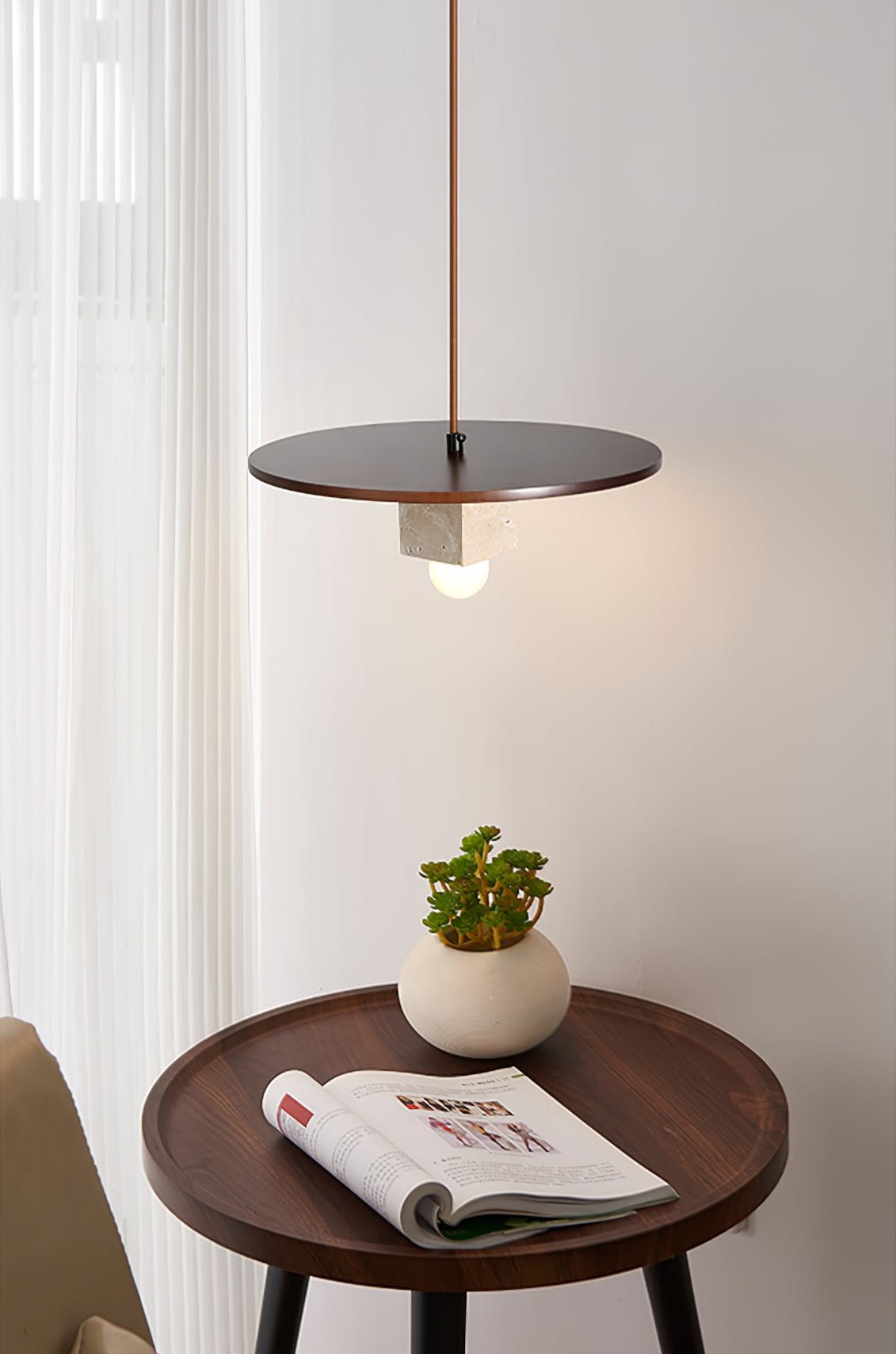 Ucariel Geometric Travertine Pendant Light - Neutralighting