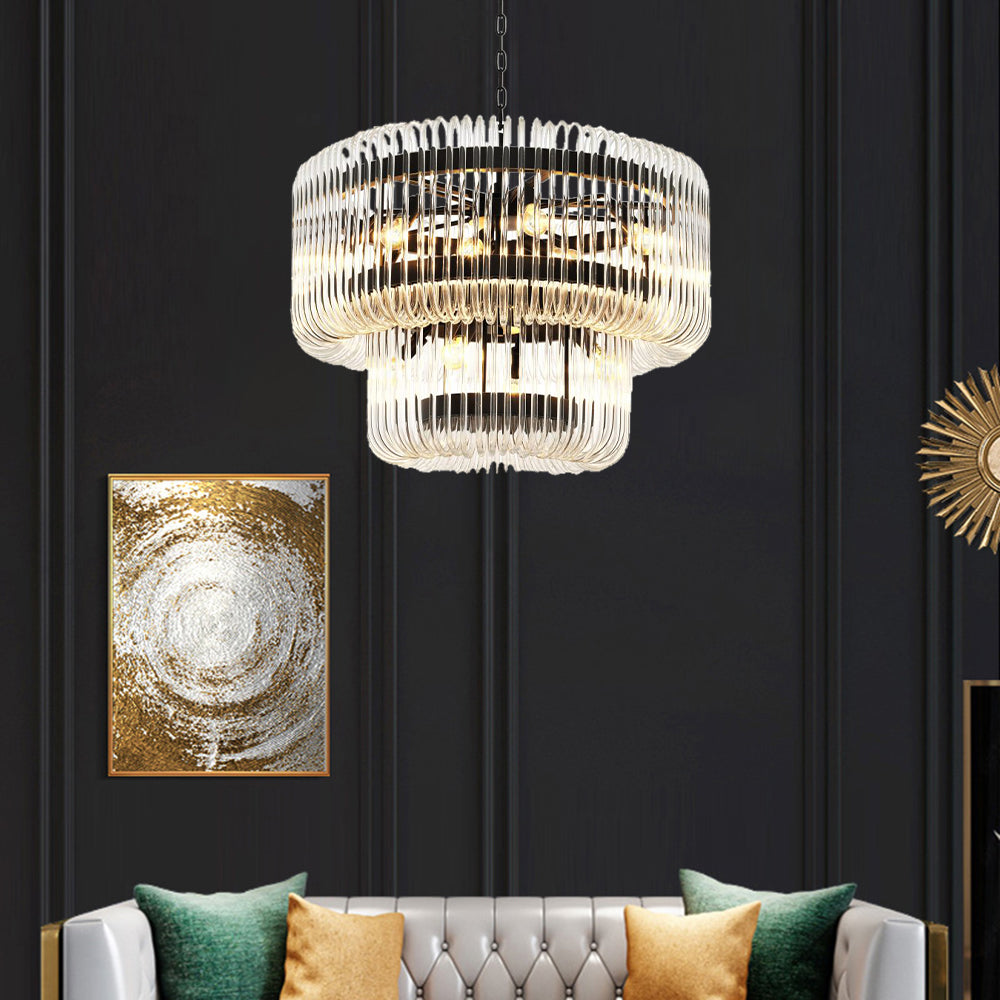 Kristy Modern Luxury LED Chandelier Ceiling Light Black/Gold Glass Living Room