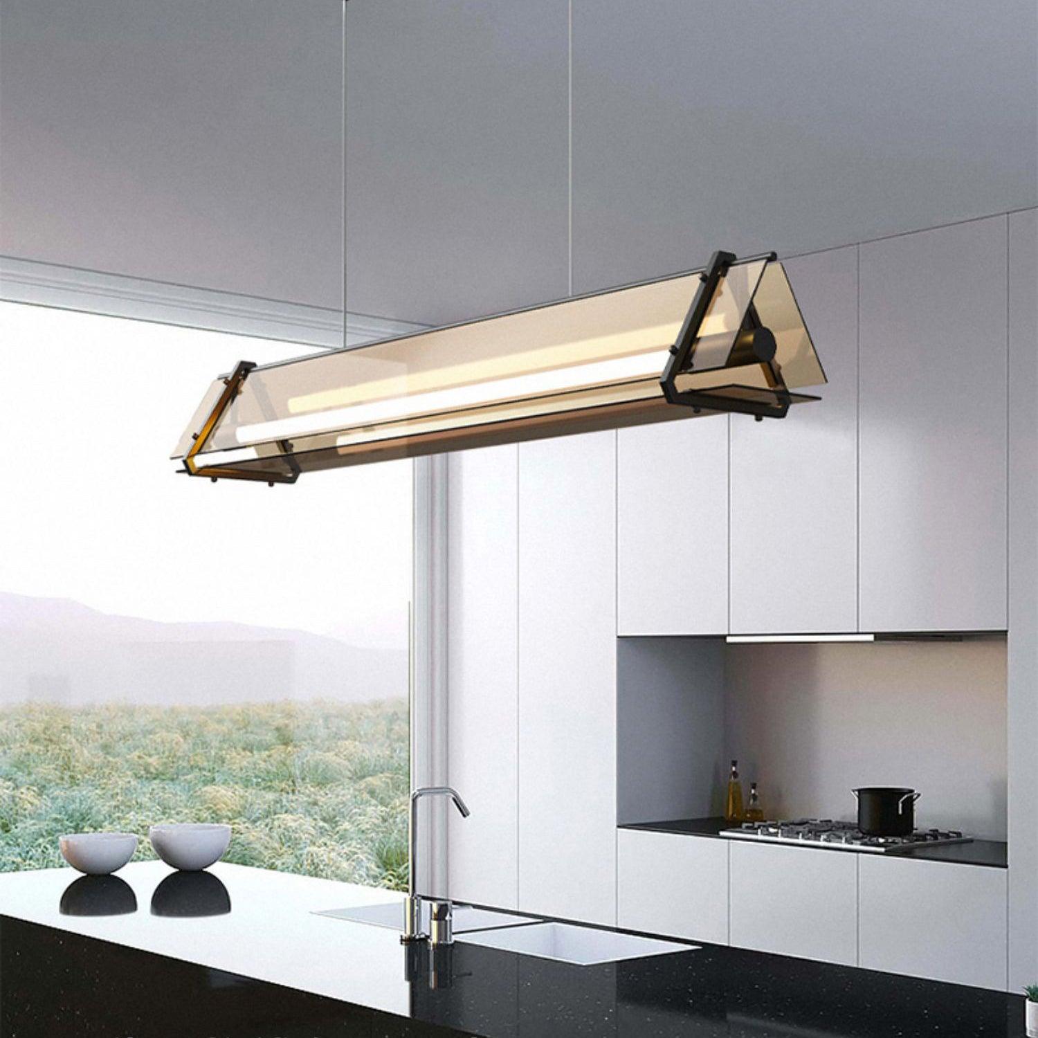 Arisha Industrial Triangle Metal/Glass Pendant Light, Gold