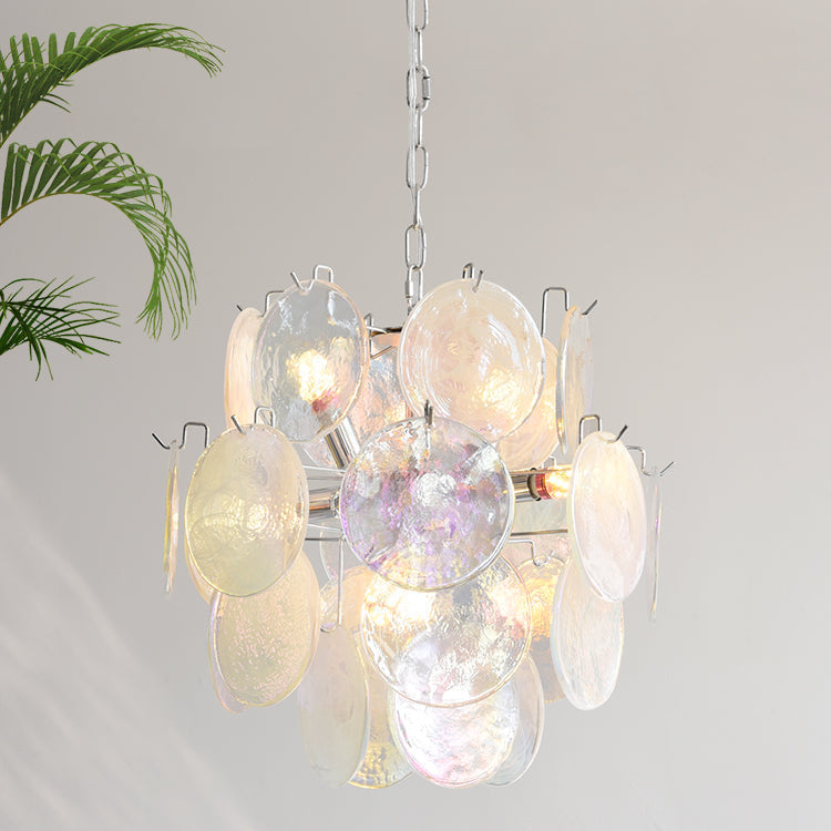Venfield Chandelier Iridescent Glass Disc Cascade - Letslighting