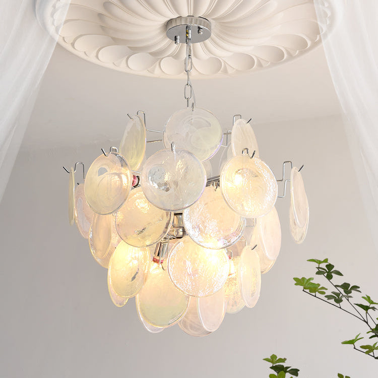 Venfield Chandelier Iridescent Glass Disc Cascade - Letslighting