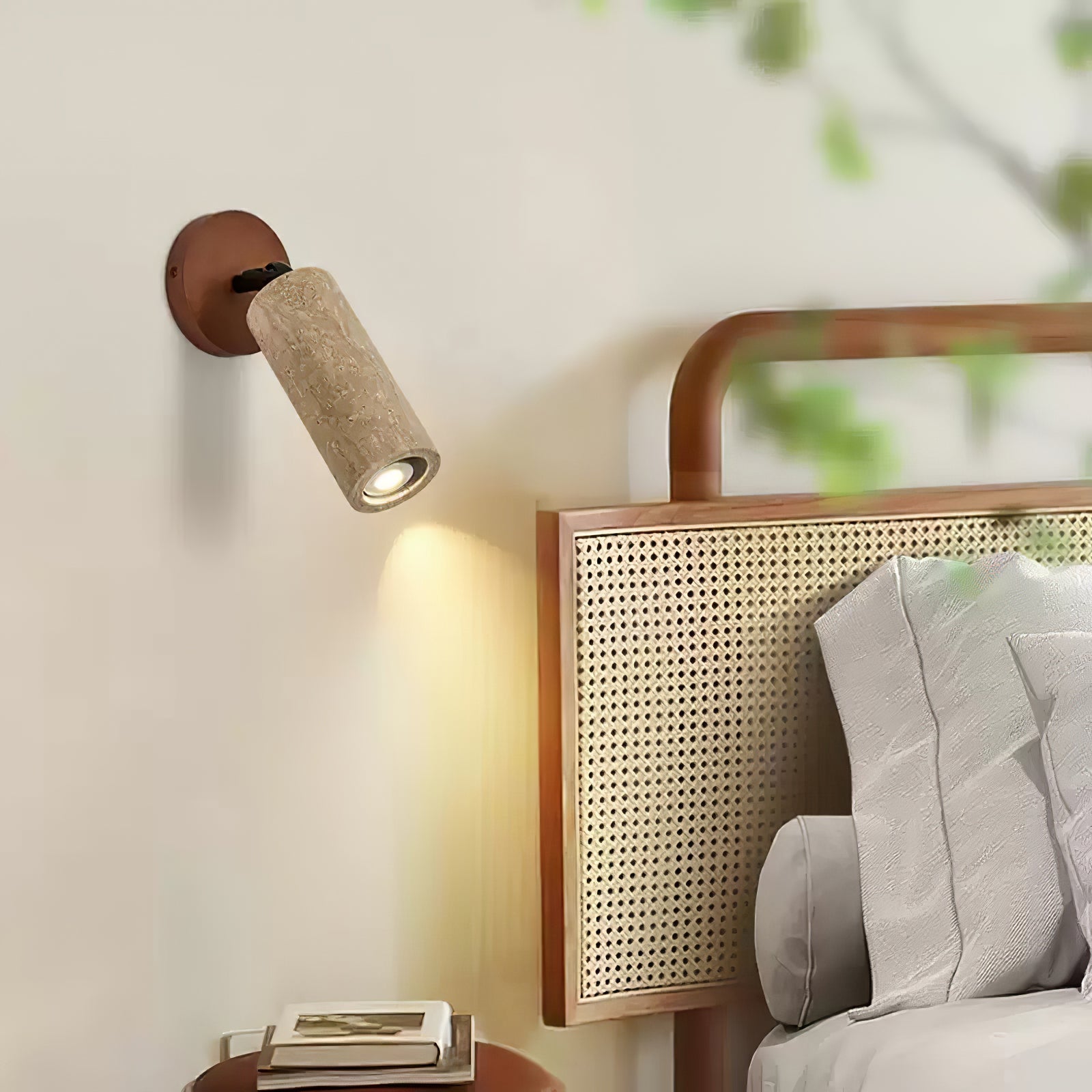 Cesilyra Swivel Cylinder Travertine Wall Light - Letslighting