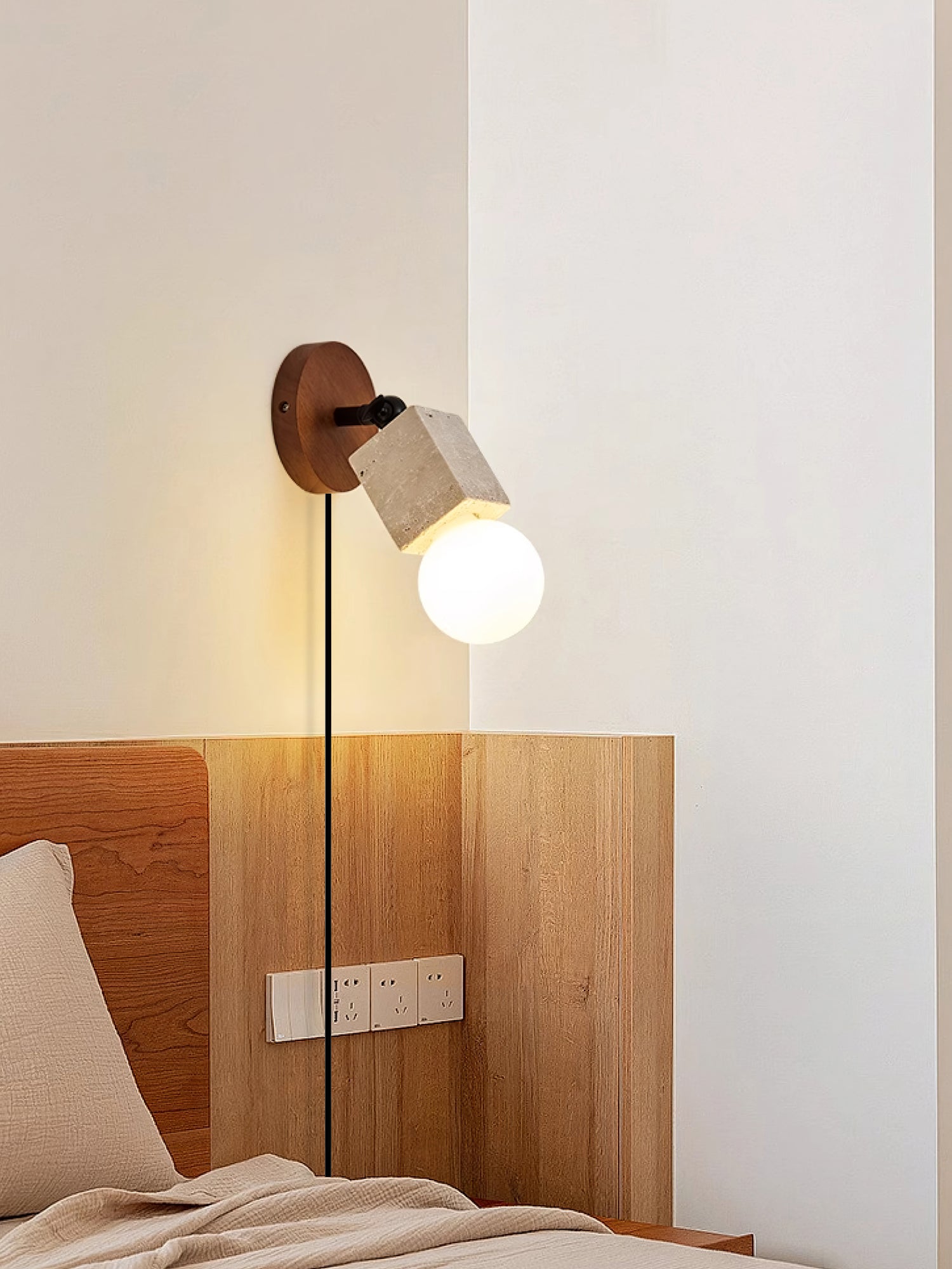 Cesilyra Swivel Cylinder Travertine Wall Light - Letslighting