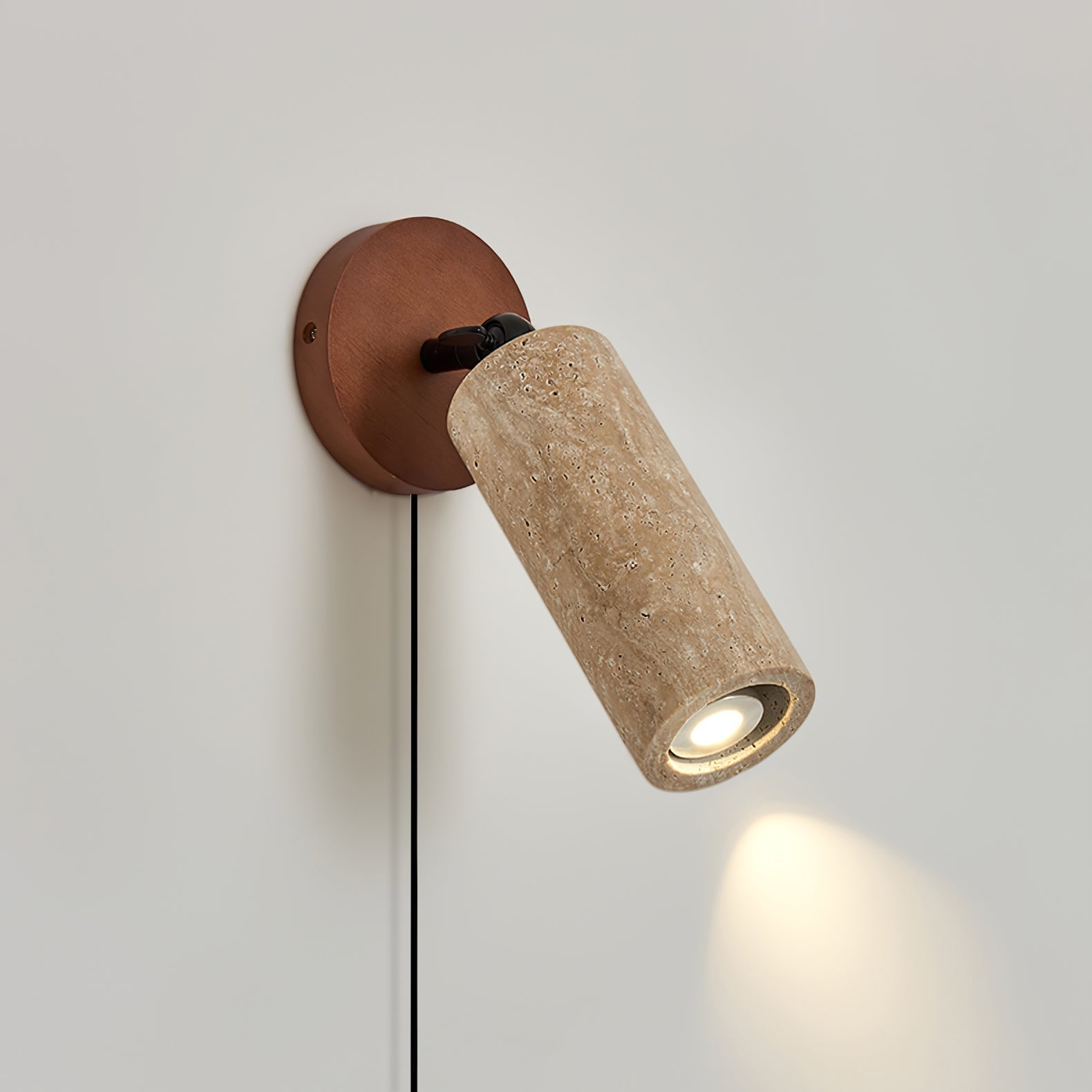Cesilyra Swivel Cylinder Travertine Wall Light - Letslighting