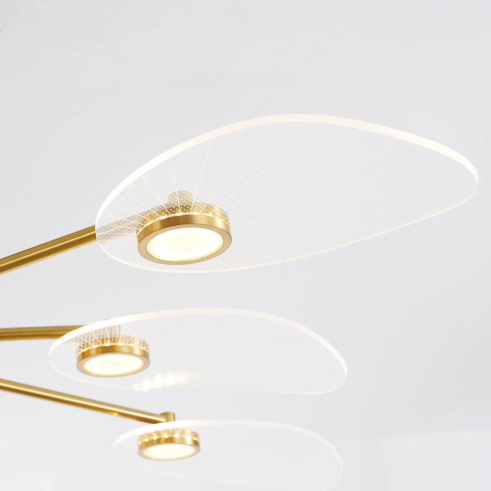 Arisha Art Deco Leaf Metal/Acrylic Chandelier, Gold