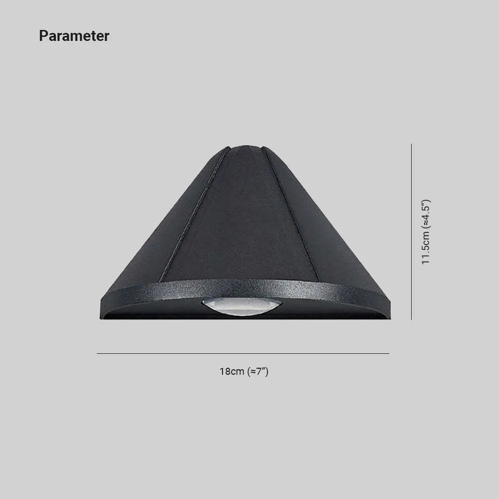 Ray Modern Cone Metal Outdoor Wall Lamp, Black