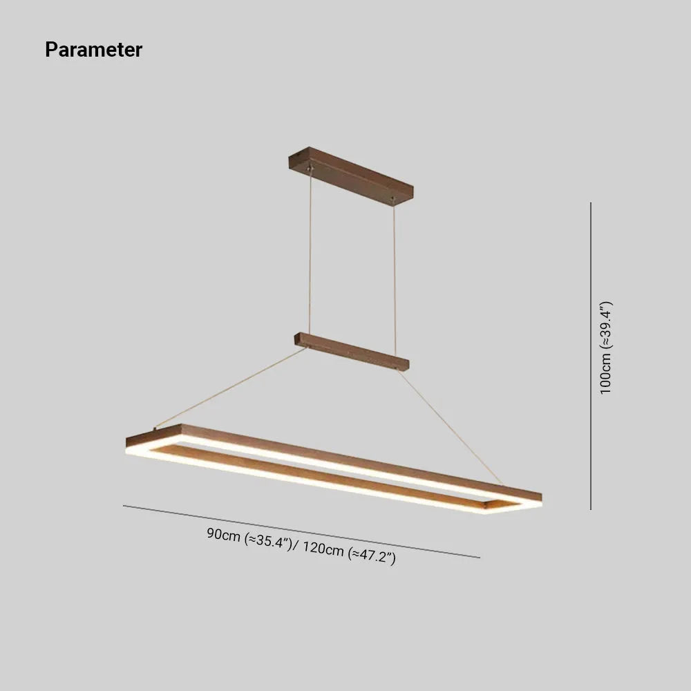 Arisha Modern Rectangular Hanging Pendant Light, Gold/Coffee