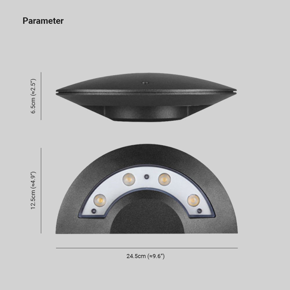 Ray Wall Lamp Flying Saucer, Metal LED, Black, Outdoor
