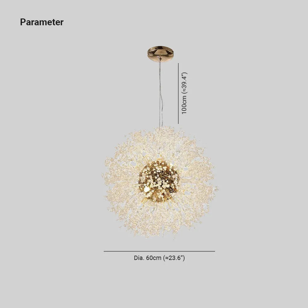 Arisha Elegant Dandelion Minimalist Luxury Pendant Light, Gold/Chorme