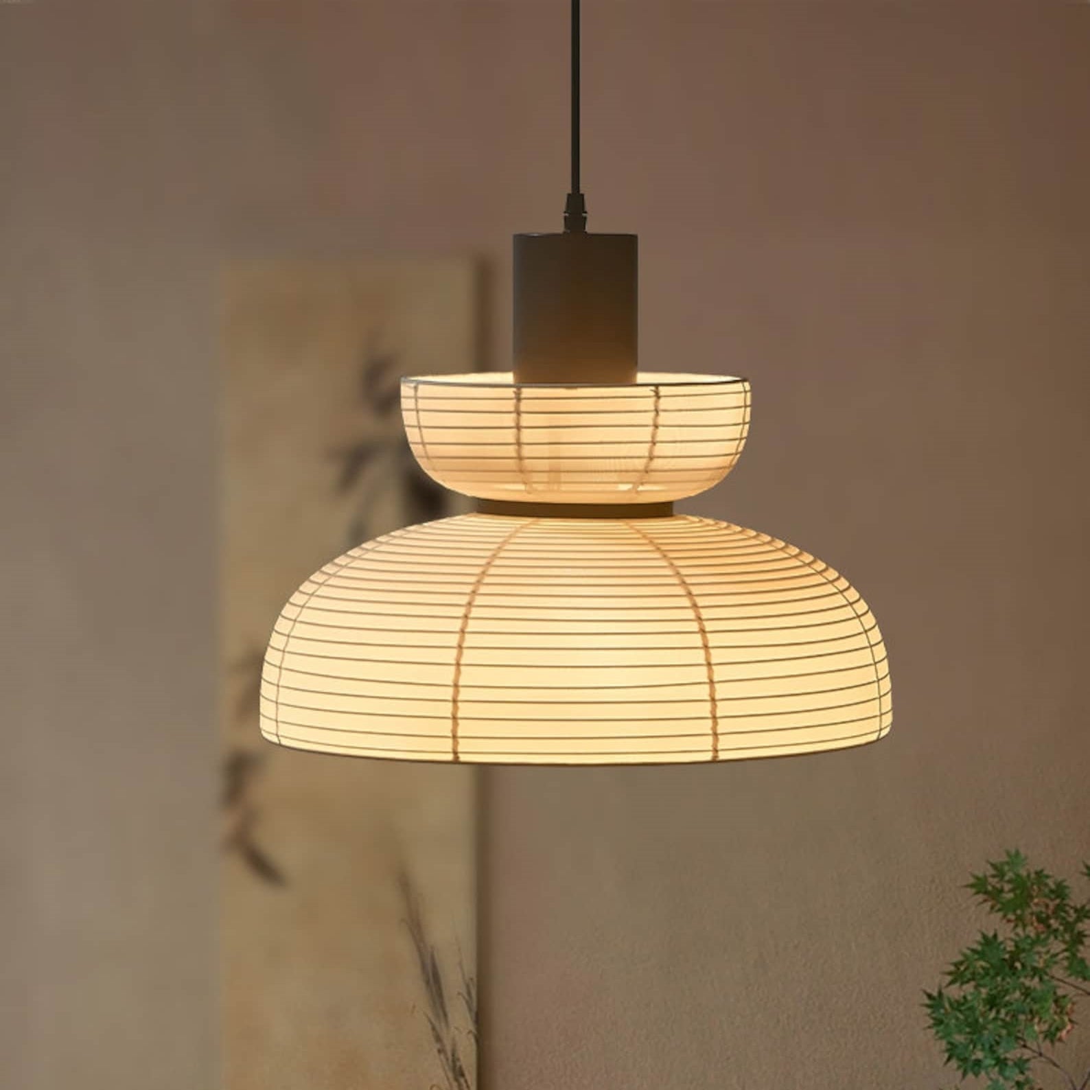 Ritta Pendant Light Neutral Paper Modern Fabric White