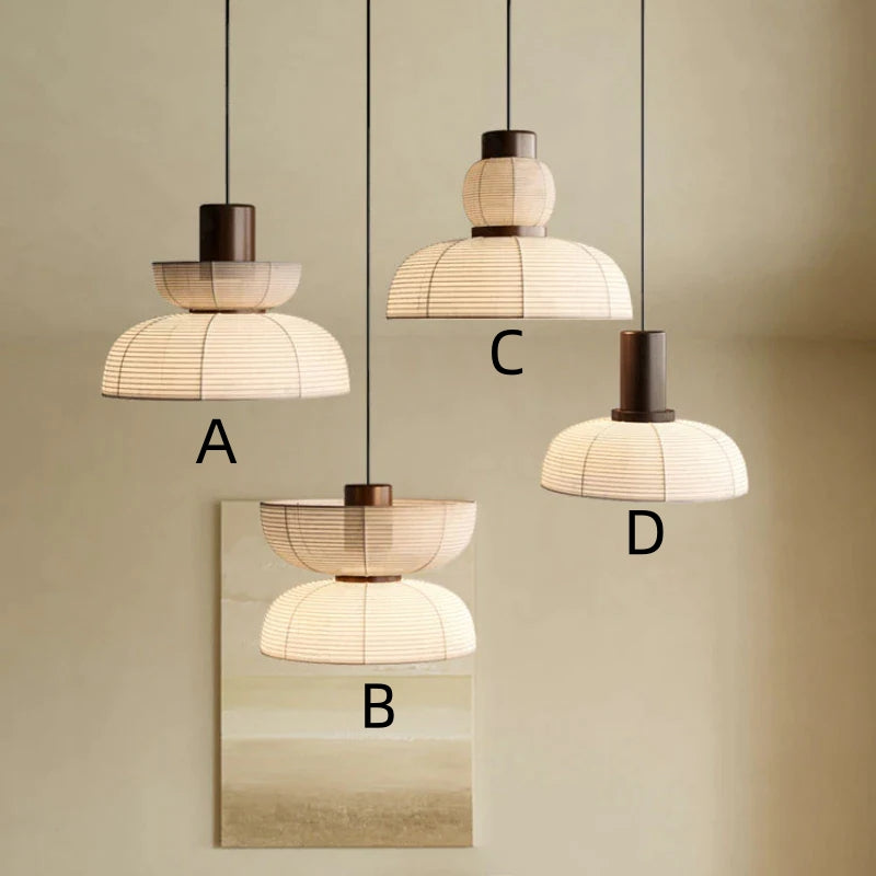 Ritta Pendant Light Neutral Paper Modern Fabric White