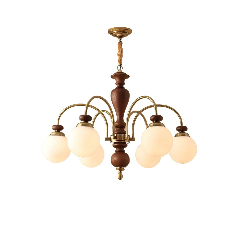 Solara Chandelier Classic Wooden Brass - Letslighting