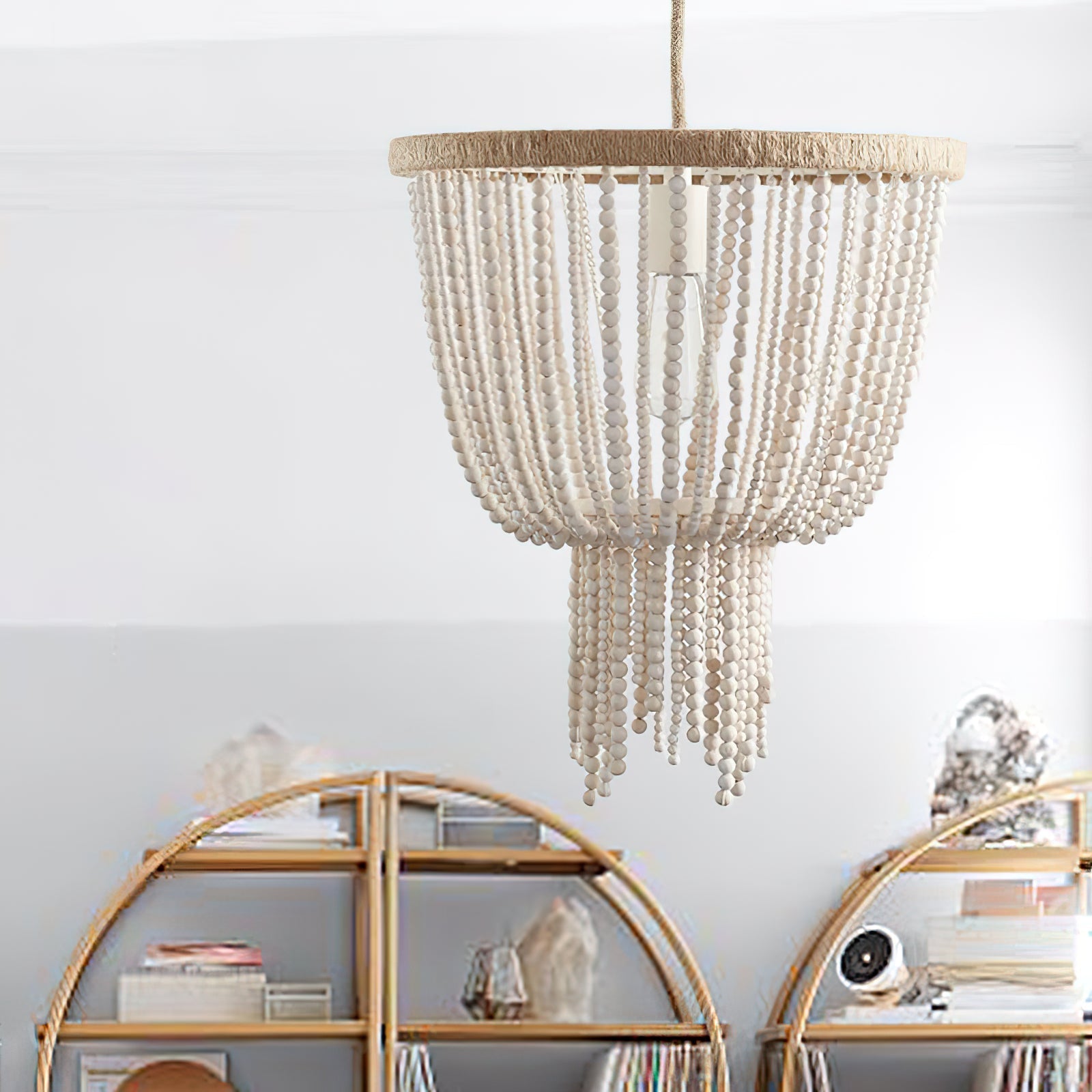 Himinuvyi Modern Beaded Wooden Rope Chandelier - Letslighting