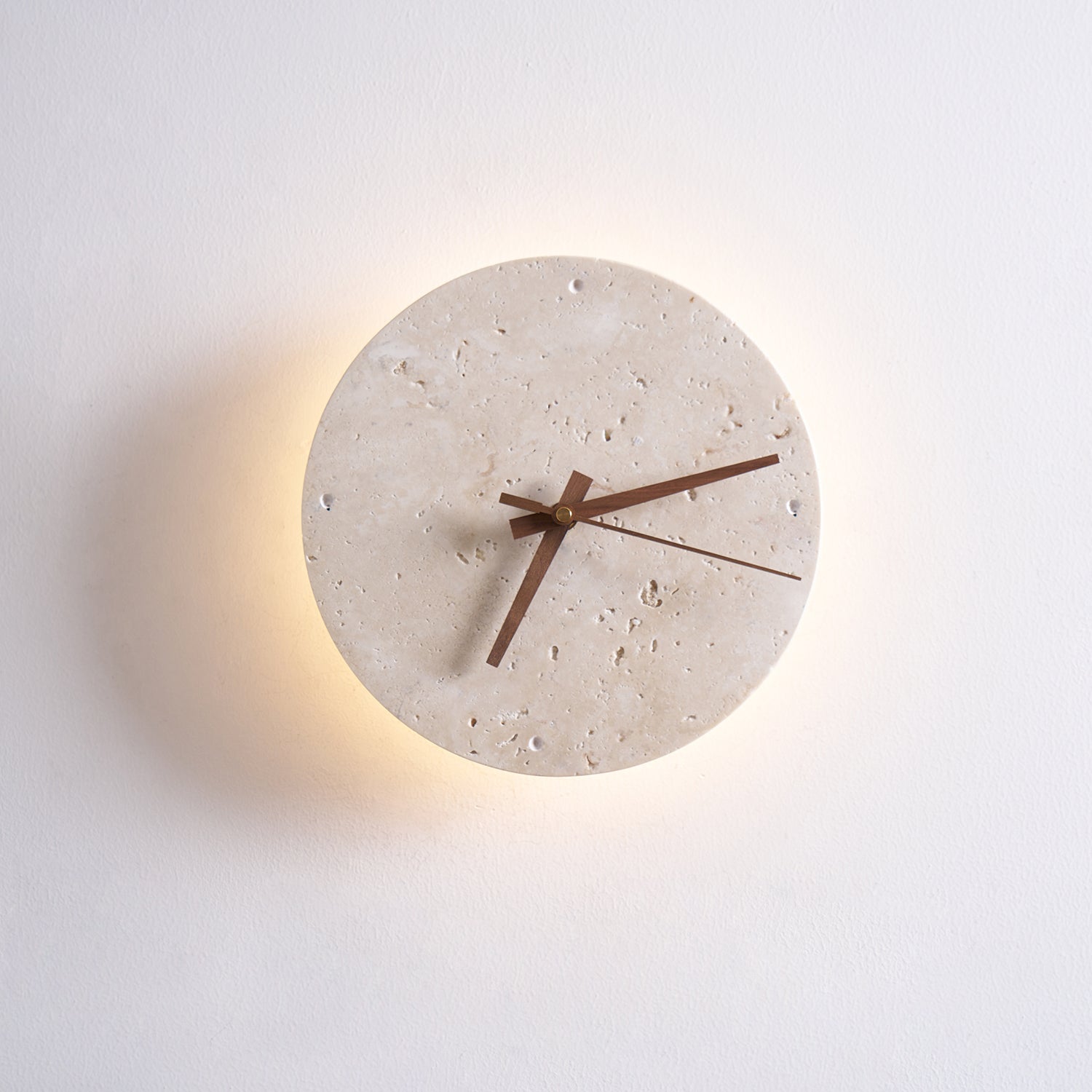 Wall Lamp Travertine Clock with Modern Minimalist Style Natural - Letslighting