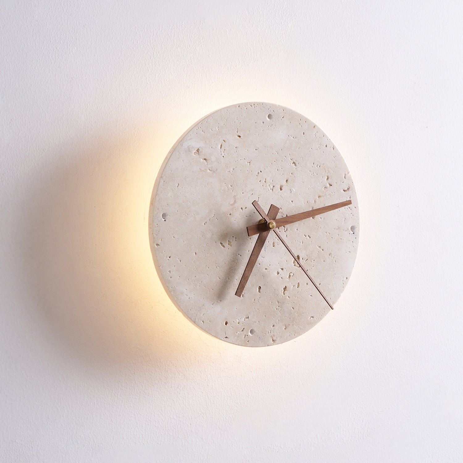 Wall Lamp Travertine Clock with Modern Minimalist Style Natural - Letslighting
