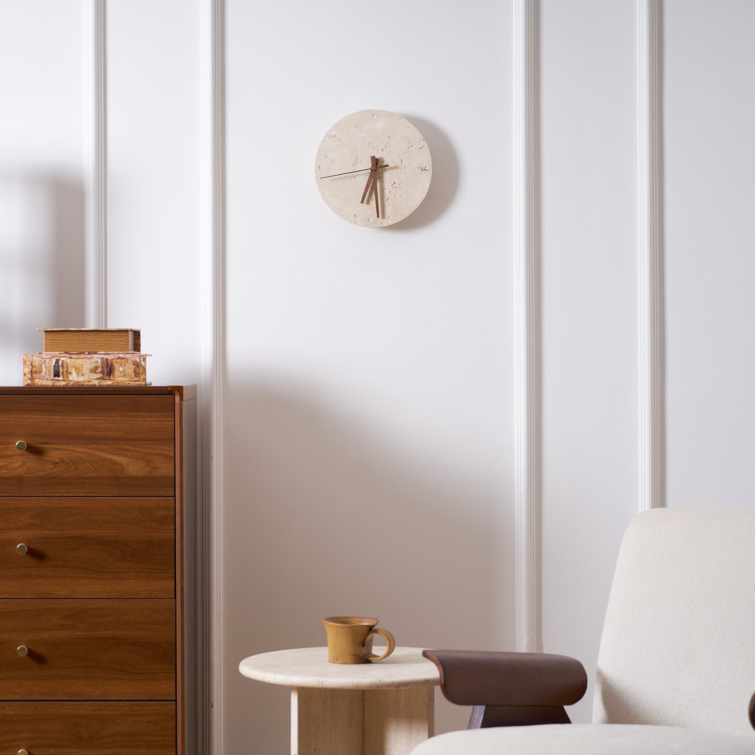 Wall Lamp Travertine Clock with Modern Minimalist Style Natural - Letslighting