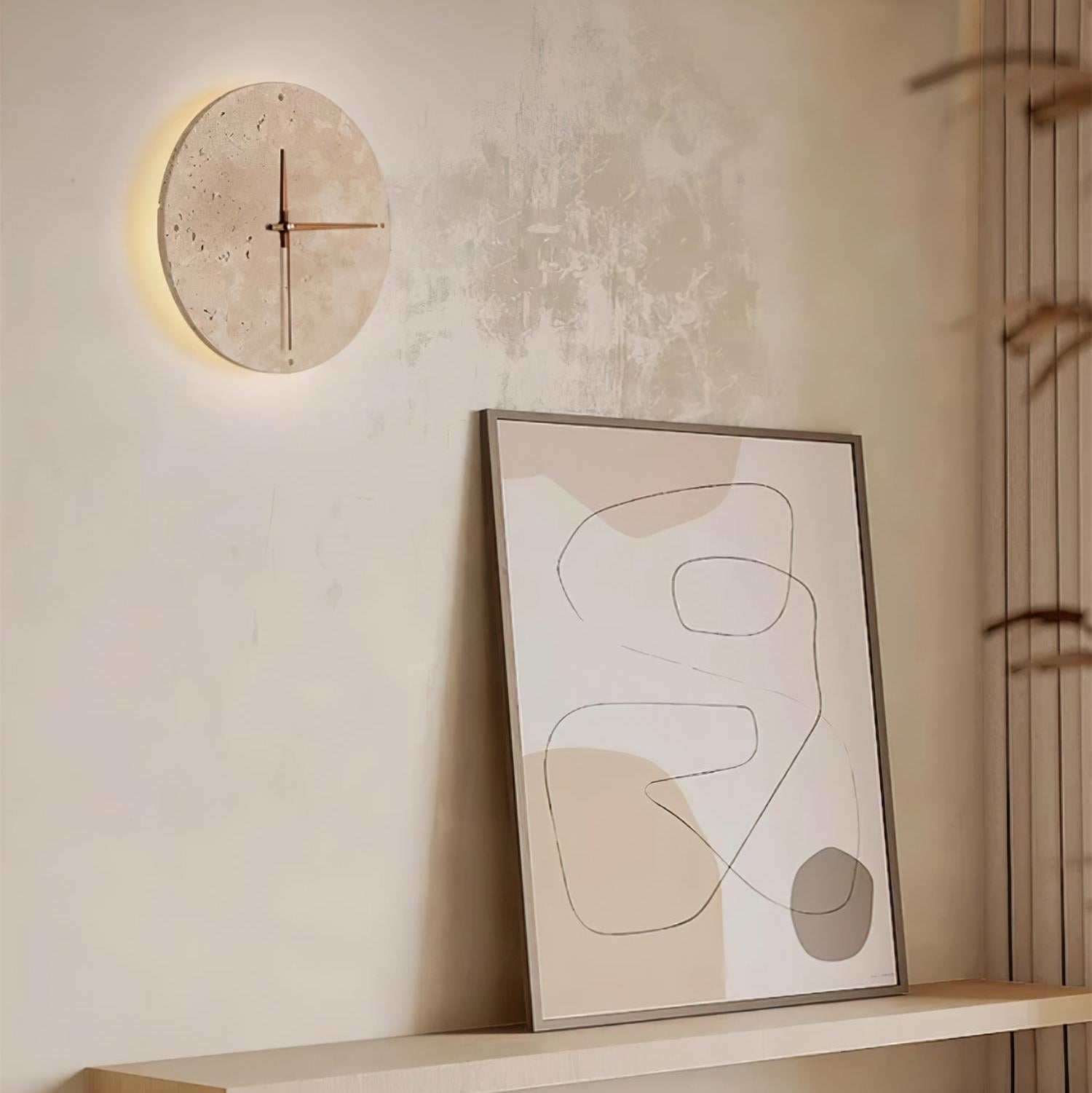 Wall Lamp Travertine Clock with Modern Minimalist Style Natural - Letslighting