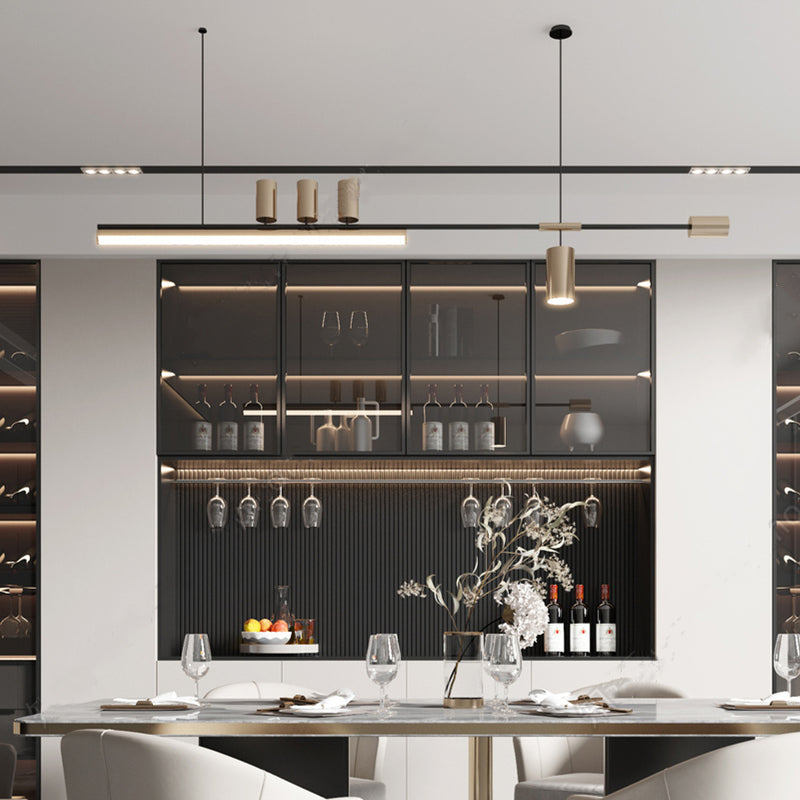 Arisha Modern Minimalist Liner Pendant Light, Gold/Black 5 Head