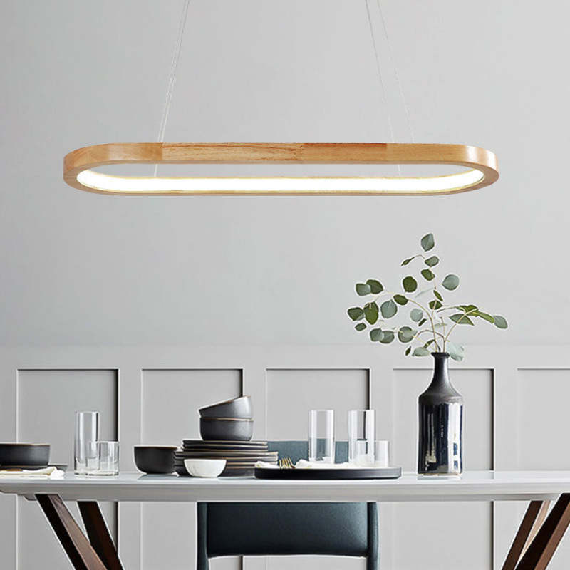 Muto Contemporary Oval Wooden Pendant Light