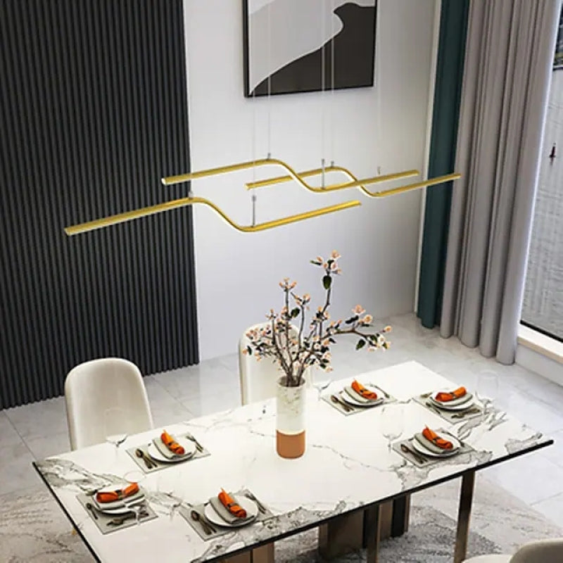 Arisha Minimalist Geometric Metal 3 Light Pendant Light, Dining Room