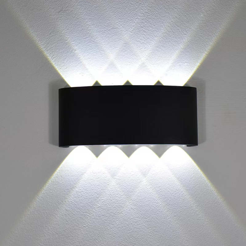 Ray Modern Rectangular Metal Outdoor Wall Lamp, Black/White, Water-wave