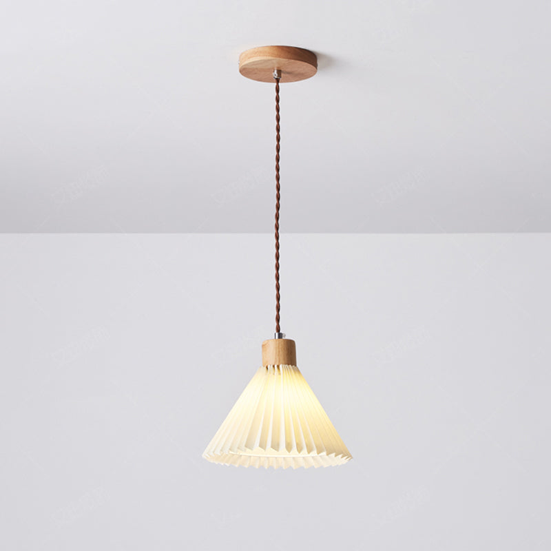 Muto Pendant Light Umbrella Shape Art, Wood, White, Bedroom