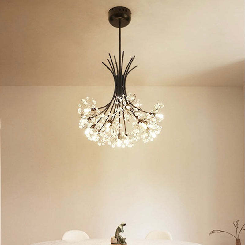 Arisha Modern Art Deco Crystal Sputnik Chandelier, Black/Gold