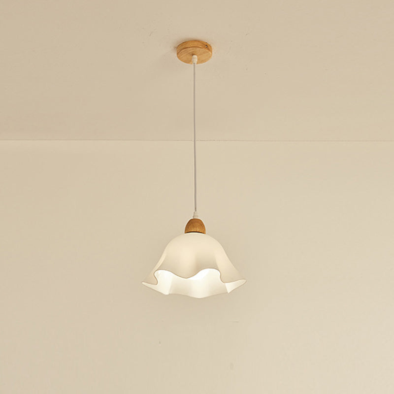 Muto Minimalist Flower Acrylic/Wood Pendant Light, White
