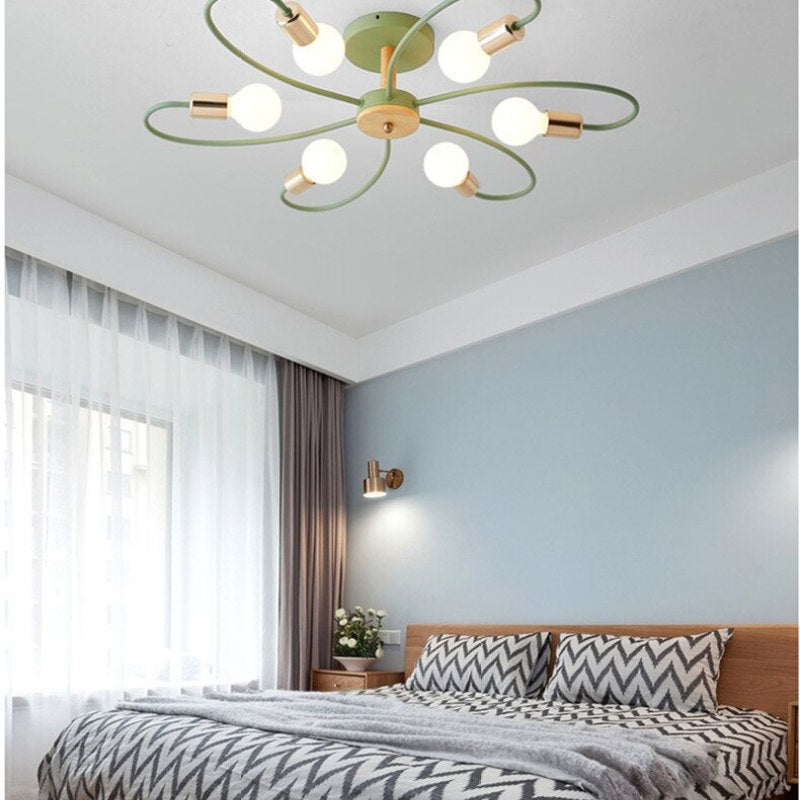 Arisha Elegant Metal/Glass Flush Mount Ceiling Light, Grey/Green