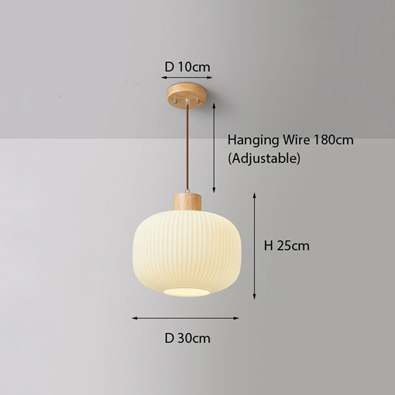Muto Modern Wood/Glass Pendant Light, White