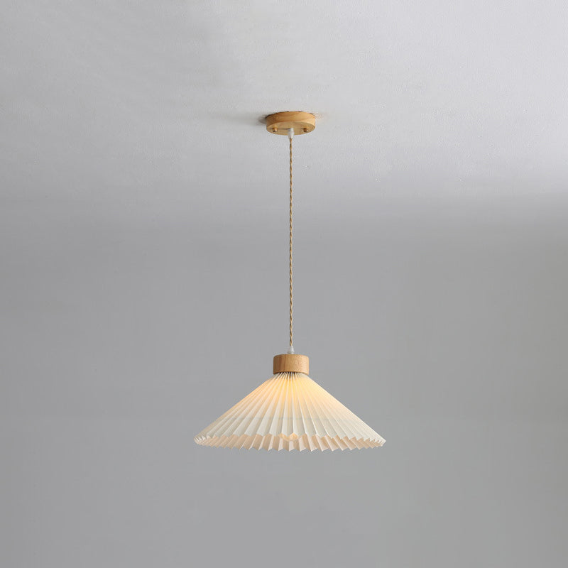 Muto Pendant Light Umbrella Shape Art, Wood, White, Bedroom