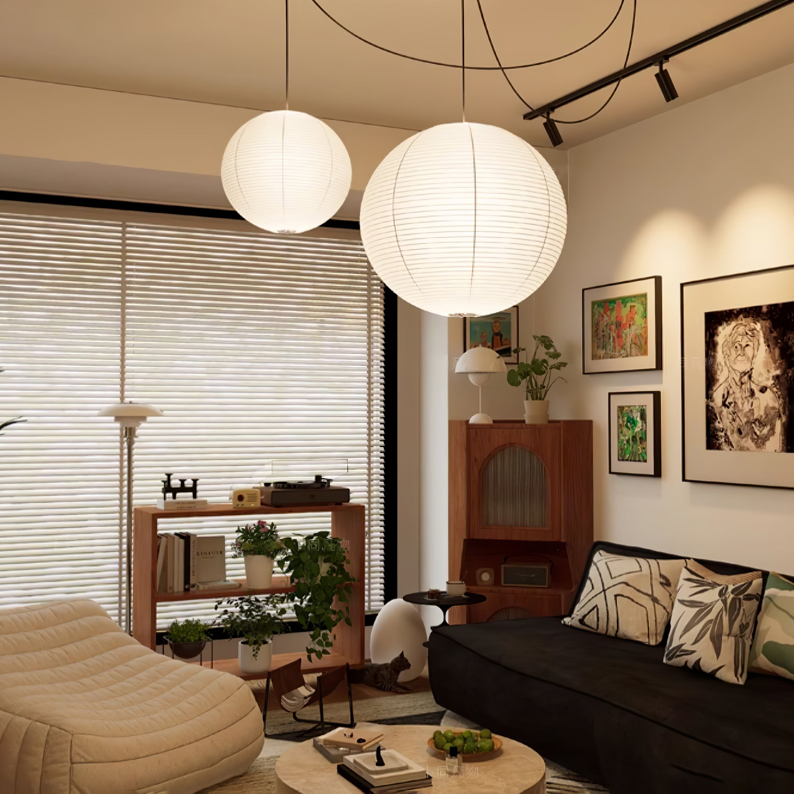 Ritta Pendant Light Wabi-sabi Globe Paper