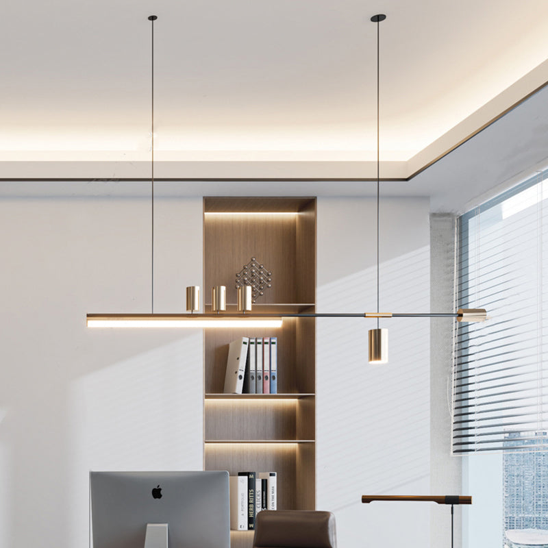 Arisha Modern Minimalist Liner Pendant Light, Gold/Black 5 Head