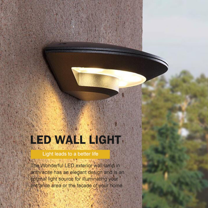 Ray Wall Lamp Flying Saucer, Metal LED, Black, Outdoor