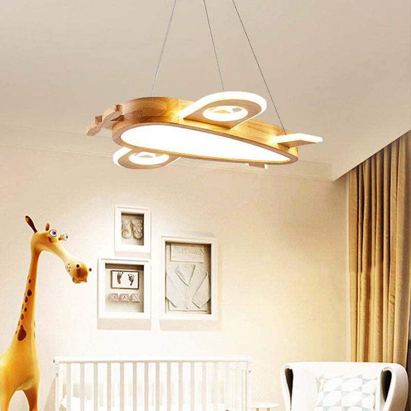 Arisha Modern Natural Creative DIY Children Airplane Shape Acrylic Pendant Light ,Wood