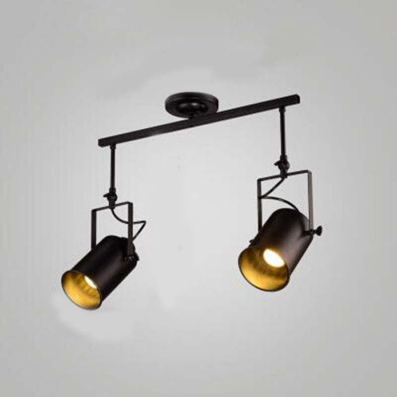Silva Vintage Adjustable Semi-Flush Mount Ceiling Light, Black