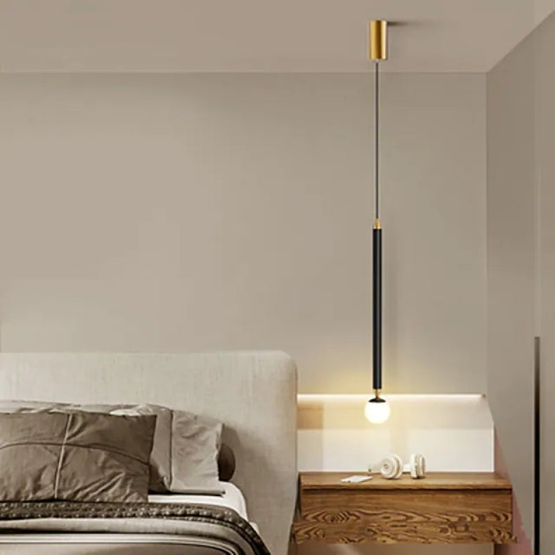 Arisha Linear Metal Pendant Light Bedside, Black & Gold