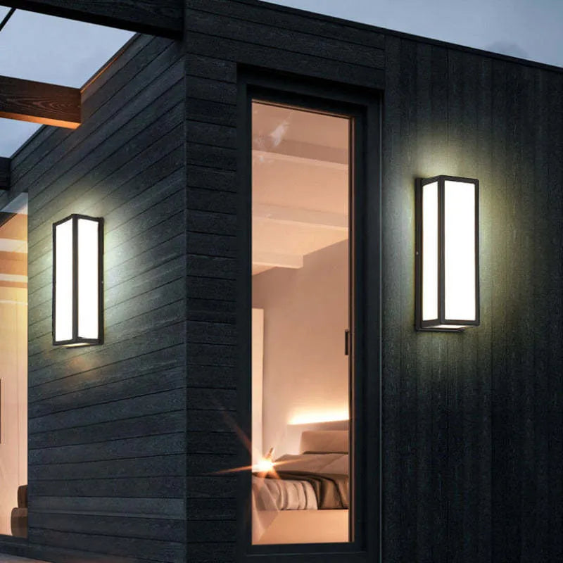 Ray Modern Waterproof Metal Cross Outdoor Wall Lamp, Black