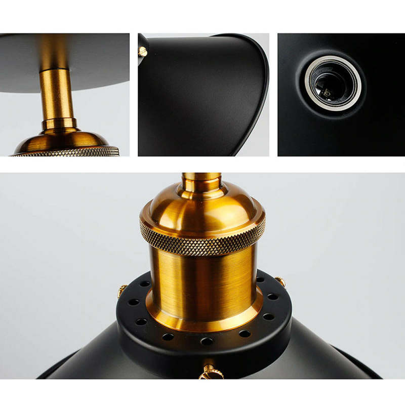 Austin Industrial Cone Metal Ceiling Light, Black