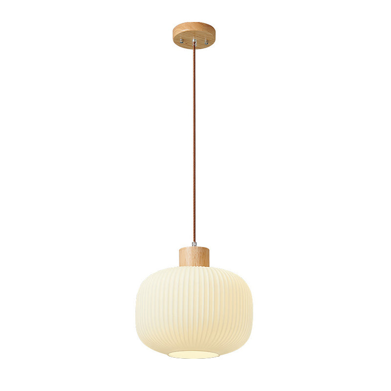 Muto Modern Wood/Glass Pendant Light, White