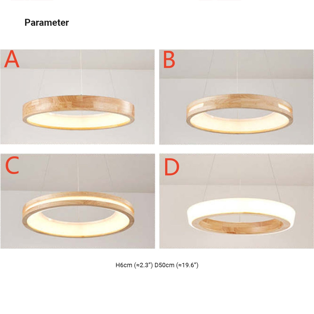 Muto Modern Ring Wood Pendant Light