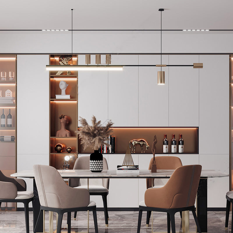 Arisha Modern Minimalist Liner Pendant Light, Gold/Black 5 Head