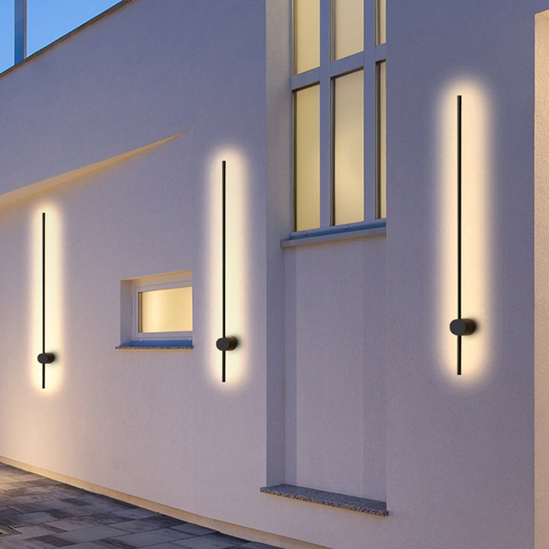 Ray Minimalist Rotatable Linear Outdoor Wall Lamp, Black