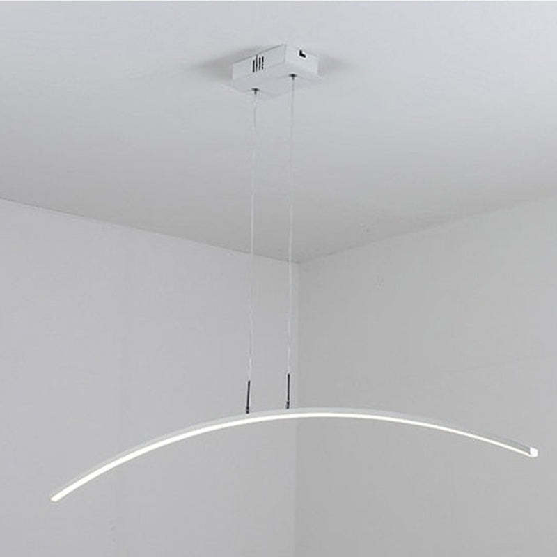 Arisha Curved Linear Pendant Light for Dining Room, Black/White