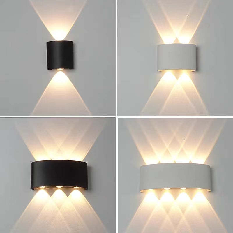 Ray Modern Rectangular Metal Outdoor Wall Lamp, Black/White, Water-wave