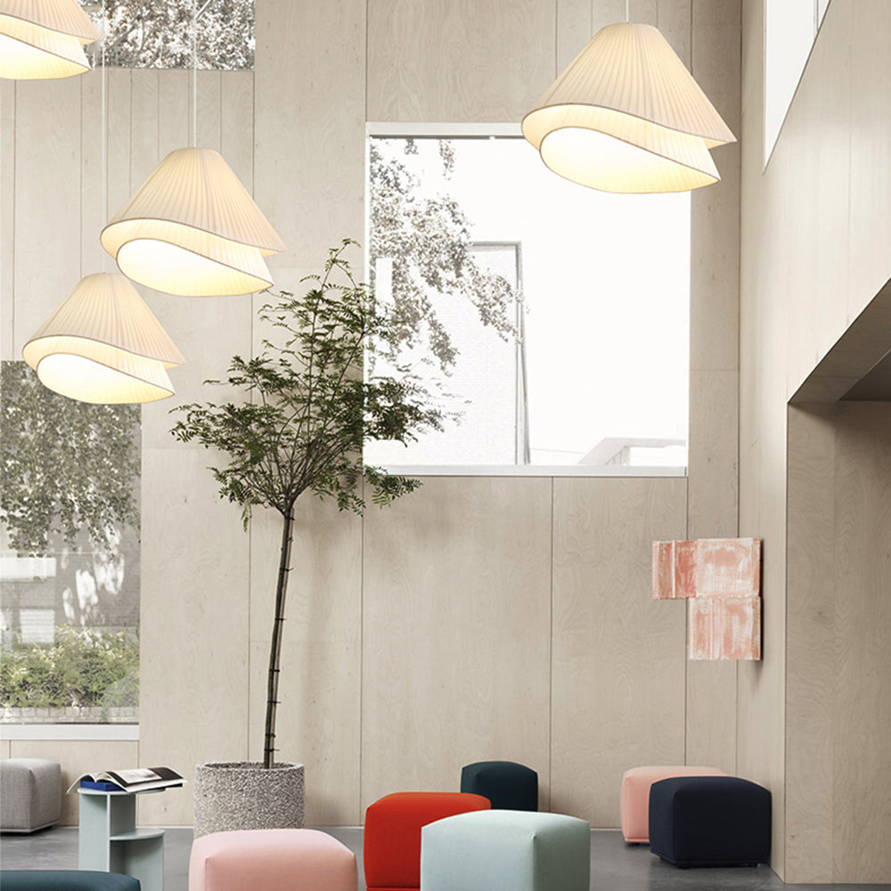 Ritta Minimalist Double Overlap Fabric LED Pendant Light, White