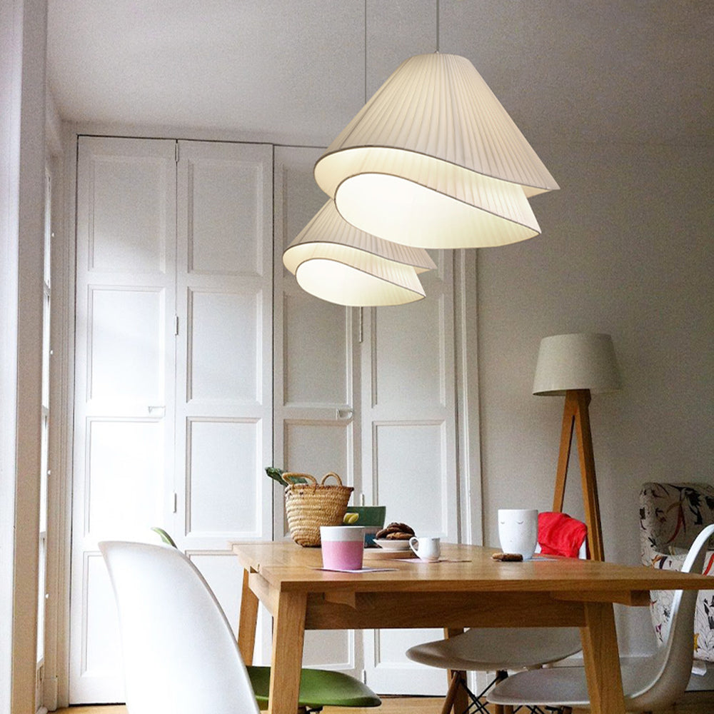 Ritta Minimalist Double Overlap Fabric LED Pendant Light, White